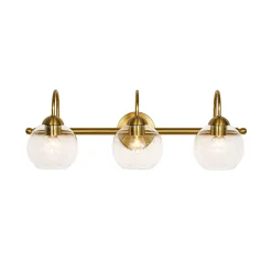 Brass Goose Arm Glass Globe 3-Light Vanity Wall Sconce