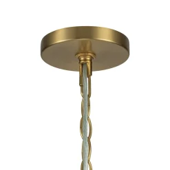 Brass Halo Ribbed Glass Globe Bubble Ring Chandelier