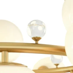 Brass Halo Shine Opal Glass Bubble Ring Chandelier