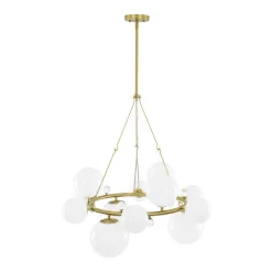 Brass Halo Shine Opal Glass Bubble Ring Chandelier
