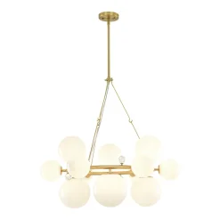 Brass Halo Shine Opal Glass Bubble Ring Chandelier