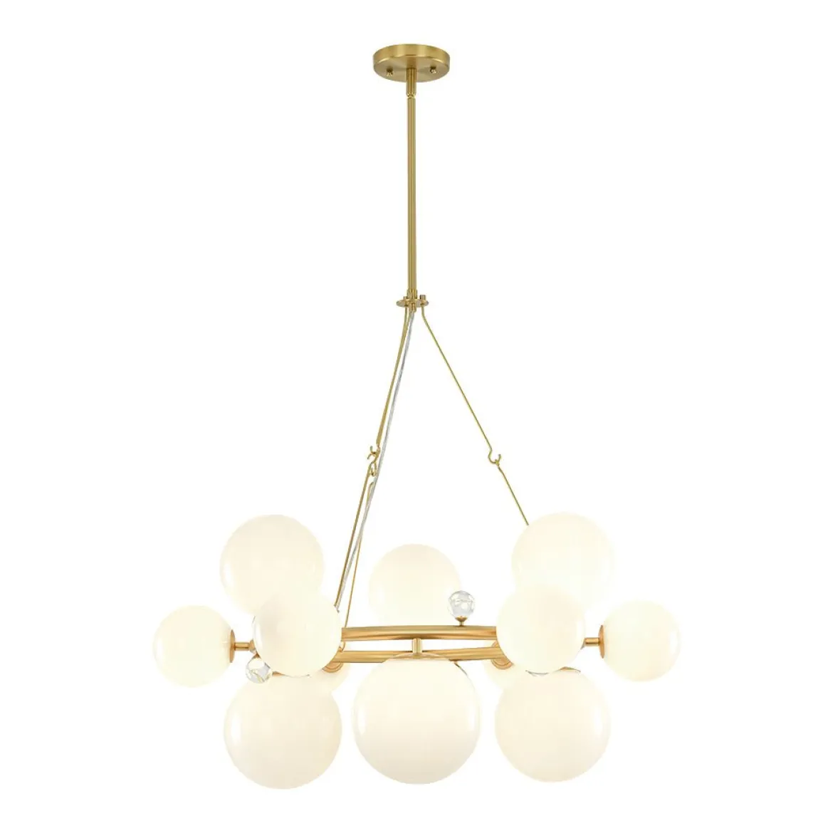 Brass Halo Shine Opal Glass Bubble Ring Chandelier