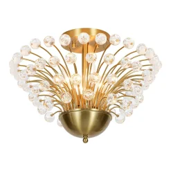 Brass 4-Light Bloom Bouquet Crystal Starburst Semi Flush Mount