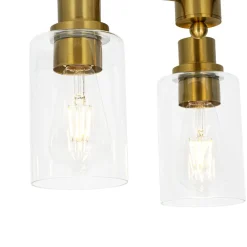 Brass 3-Light Clear Glass Cylinder Semi Flush Mount