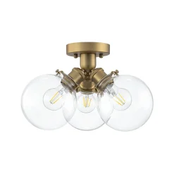 Brass 3-Light Clear Glass Glass Globe Ceiling Light