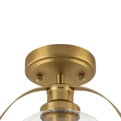 Brass 1-Light Clear Glass Sphere Globe Semi-Flush Mount