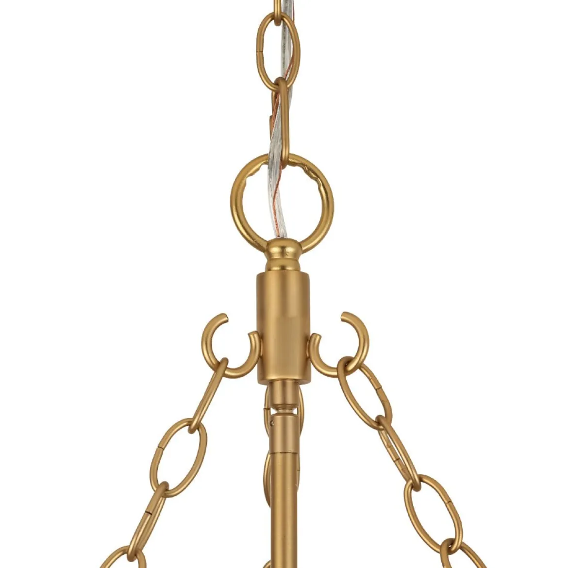 Brass 1-Light Clear Textured Glass Conical Cage Pendant