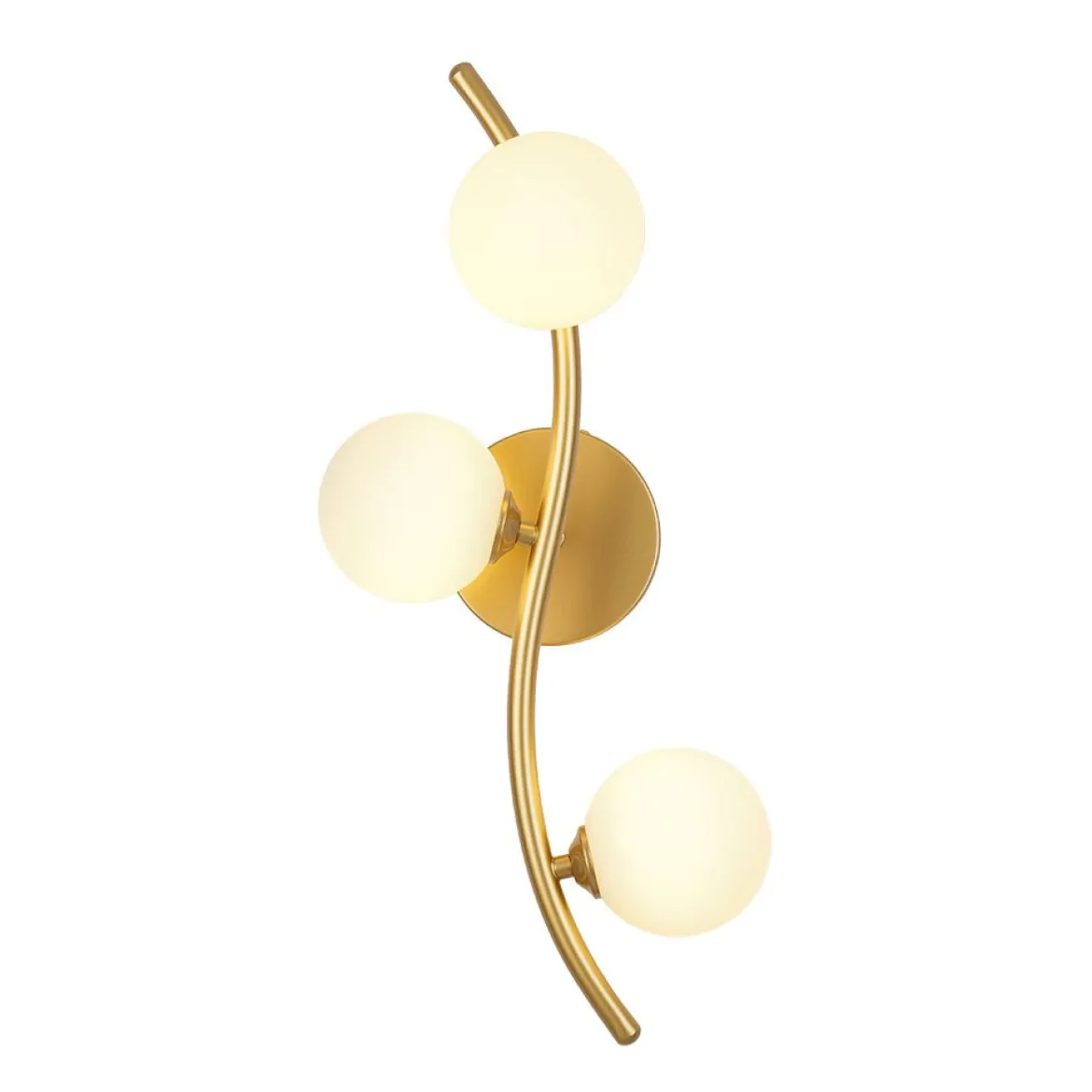 Brass 3-Light Frosted Glass Globe Semi Flush Wall Lamp