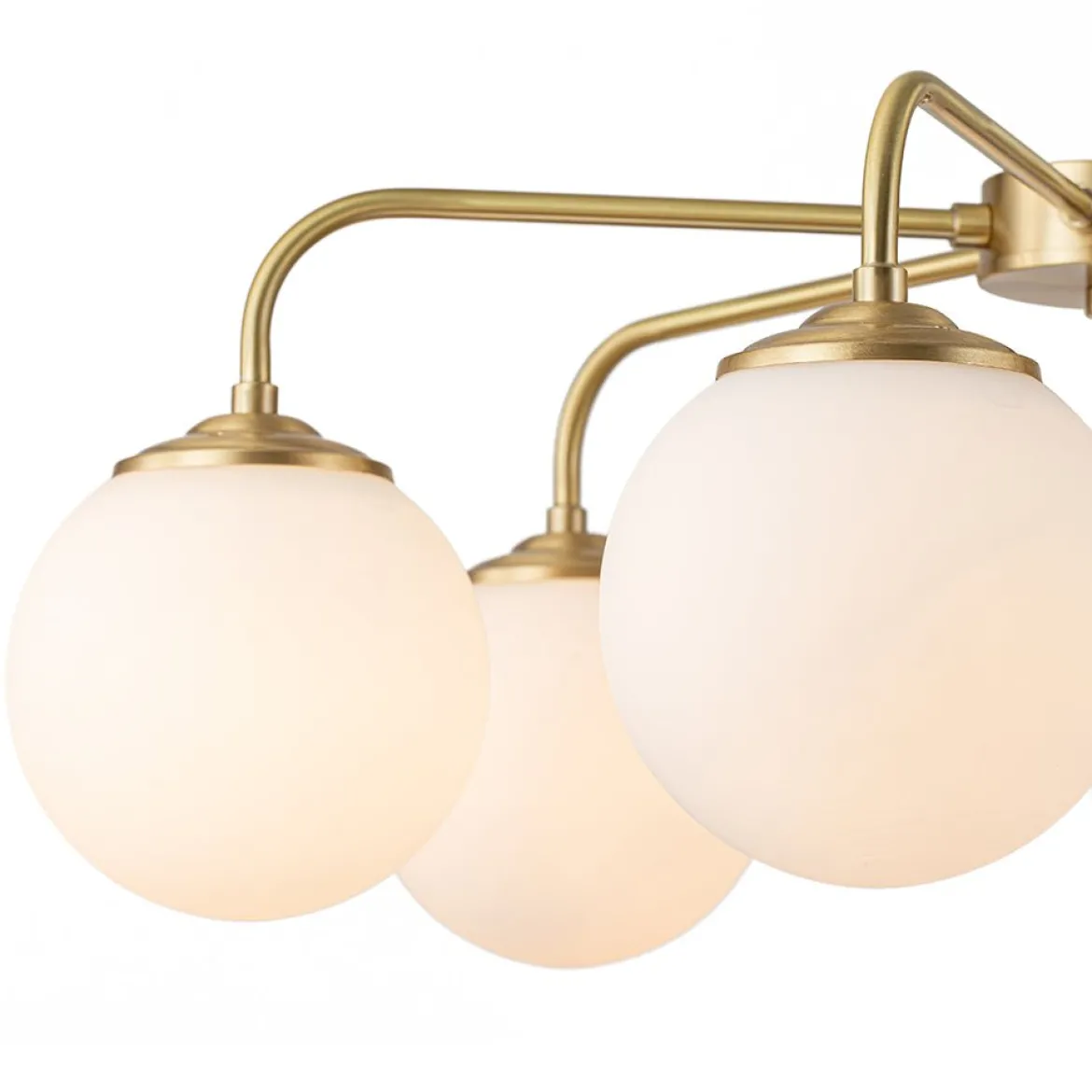 Brass 6-Light Milky White Globe Round Chandelier