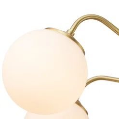 Brass 6-Light Milky White Globe Round Chandelier