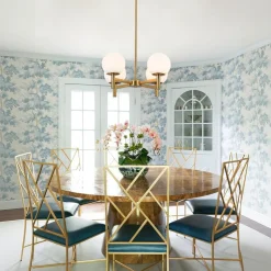 Brass 4-Light Opal Glass Globe Round Sputnik Chandelier