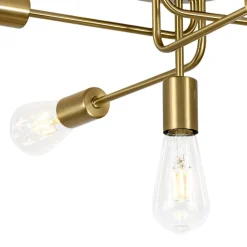 Brass 5-Light Tiered Linear Sputnik Semi Flush Mount