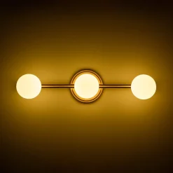Brass Linear Opal Glass Globe Semi Flush Mount Vanity Light
