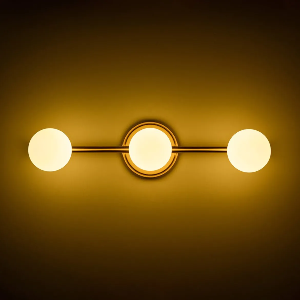 Brass Linear Opal Glass Globe Semi Flush Mount Vanity Light