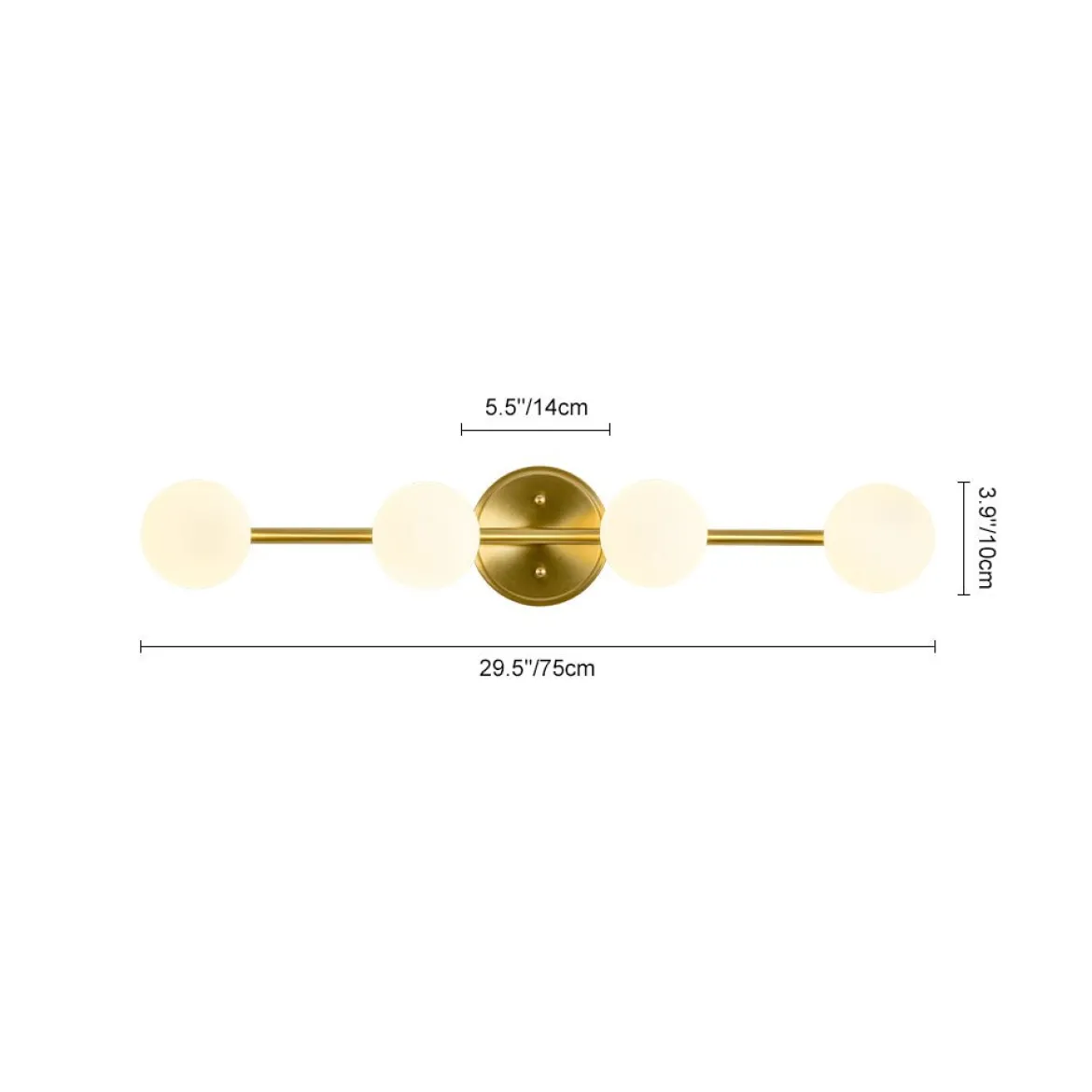 Brass Linear Opal Glass Globe Semi Flush Mount Vanity Light