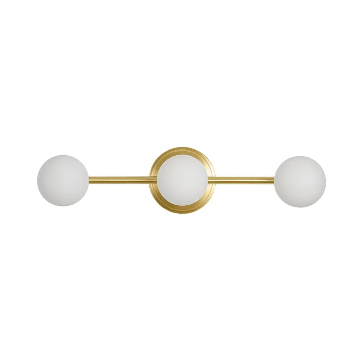 Brass Linear Opal Glass Globe Semi Flush Mount Vanity Light