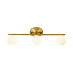 Brass Linear Opal Glass Globe Semi Flush Mount Vanity Light
