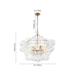 Brass Luxe Cluster Hammered Glass Globe Bubble Chandelier