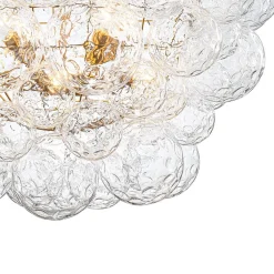 Brass Luxe Cluster Hammered Glass Globe Bubble Chandelier