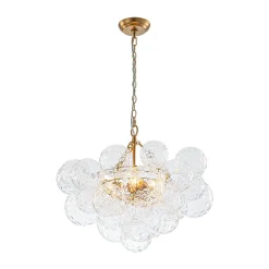 Brass Luxe Cluster Hammered Glass Globe Bubble Chandelier