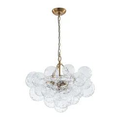 Brass Luxe Cluster Hammered Glass Globe Bubble Chandelier