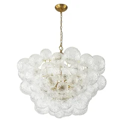 Brass Luxe Cluster Rippled Glass Globe Bubble Chandelier