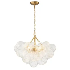 Brass Luxe Cluster Rippled Glass Globe Bubble Chandelier