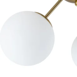 Brass Mid-Century 3-Light Glass Globe Semi Flush Mount