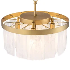 Brass Round Tiered Opal Swirl Glass Pendant Chandelier