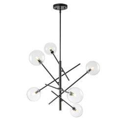 Celestial Glass Globe Sputnik Chandelier - Adjustable Linear Arm
