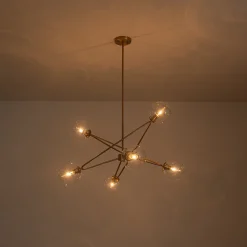 Celestial Glass Globe Staggered Linear Sputnik Chandelier