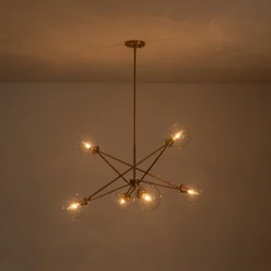 Celestial Glass Globe Staggered Linear Sputnik Chandelier