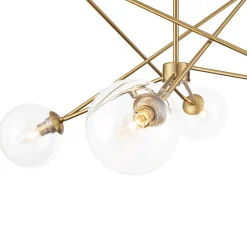 Celestial Glass Globe Staggered Linear Sputnik Chandelier