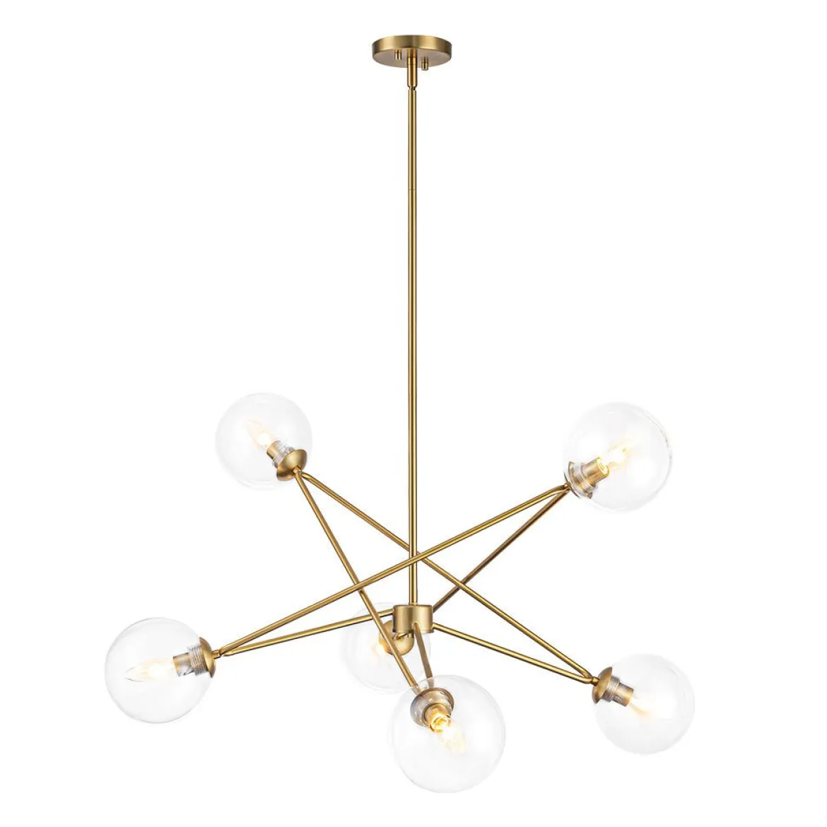Celestial Glass Globe Staggered Linear Sputnik Chandelier