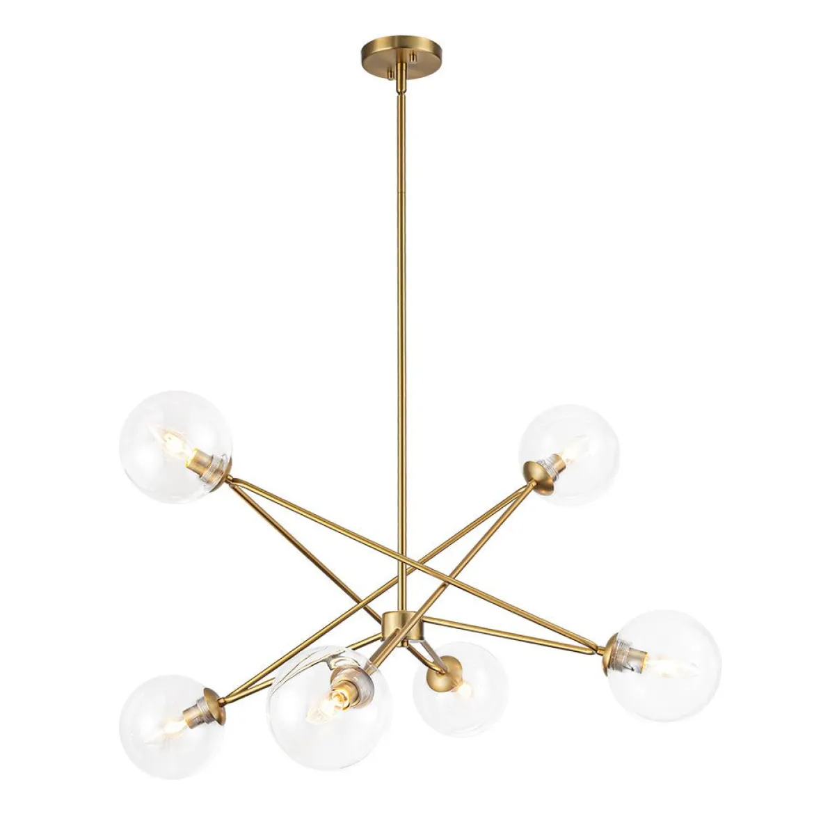 Celestial Glass Globe Staggered Linear Sputnik Chandelier