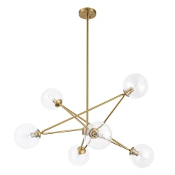 Celestial Glass Globe Staggered Linear Sputnik Chandelier