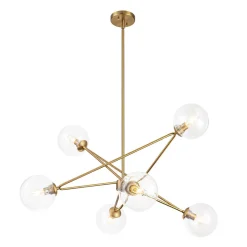 Celestial Glass Globe Staggered Linear Sputnik Chandelier