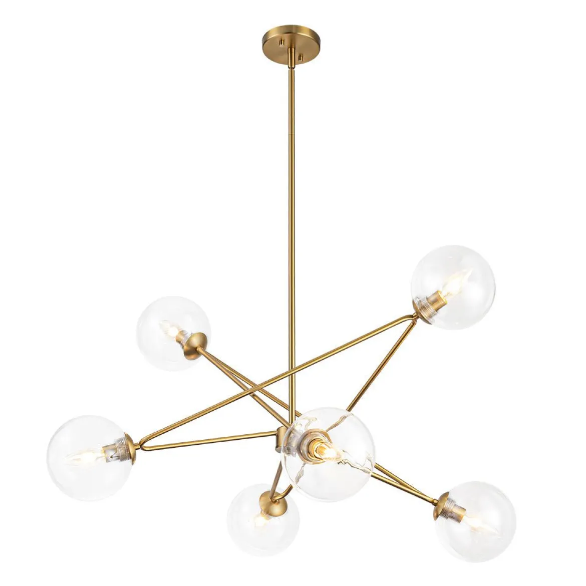 Celestial Glass Globe Staggered Linear Sputnik Chandelier