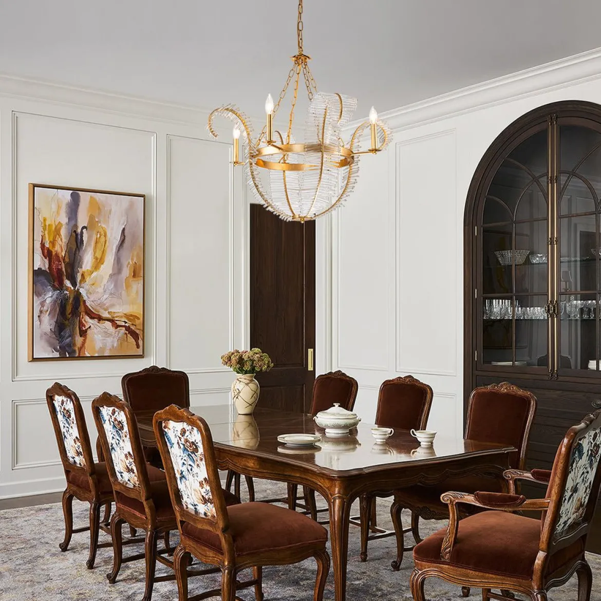 Chic Antique Crystal Floral Chandelier