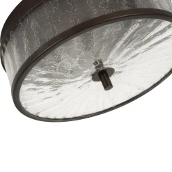 Clear Crackled Glass Drum Flush Mount Light