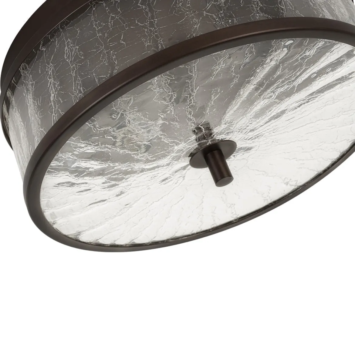 Clear Crackled Glass Drum Flush Mount Light
