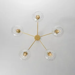 Clear Hammered Glass Globe 5-light Round Sputnik Chandelier