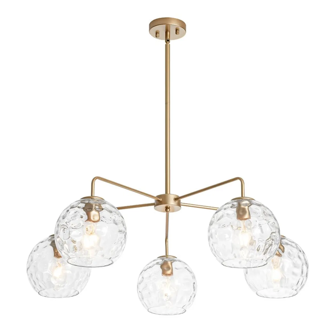 Clear Hammered Glass Globe 5-light Round Sputnik Chandelier