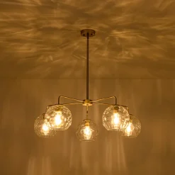 Clear Hammered Glass Globe 5-light Round Sputnik Chandelier