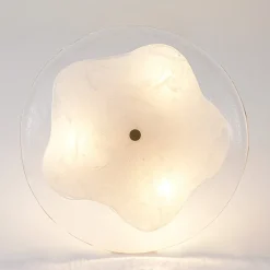 Cloudy Style Textured Glass Shallow Bowl Round Semi Flush Mount