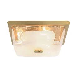 Cloudy White Glazed Glass Square Flush Mount Ceiling Light