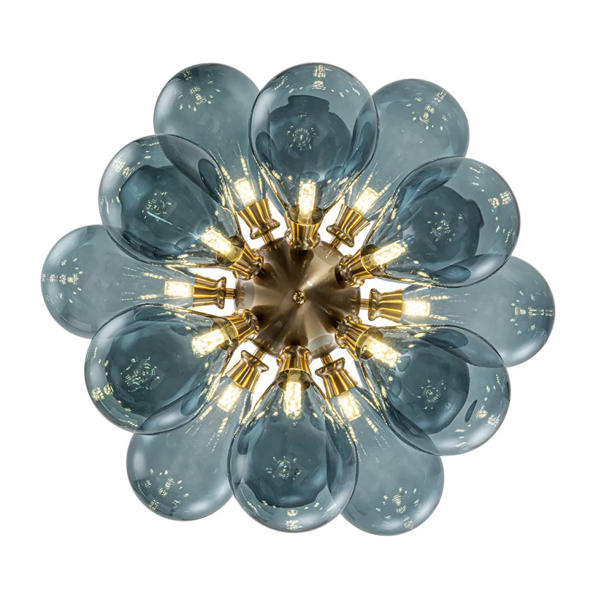 Cluster Blue Glass Bubble Chandelier