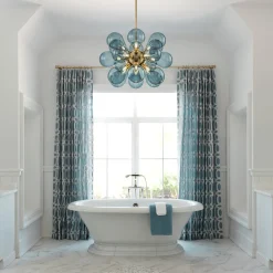 Cluster Blue Glass Bubble Chandelier