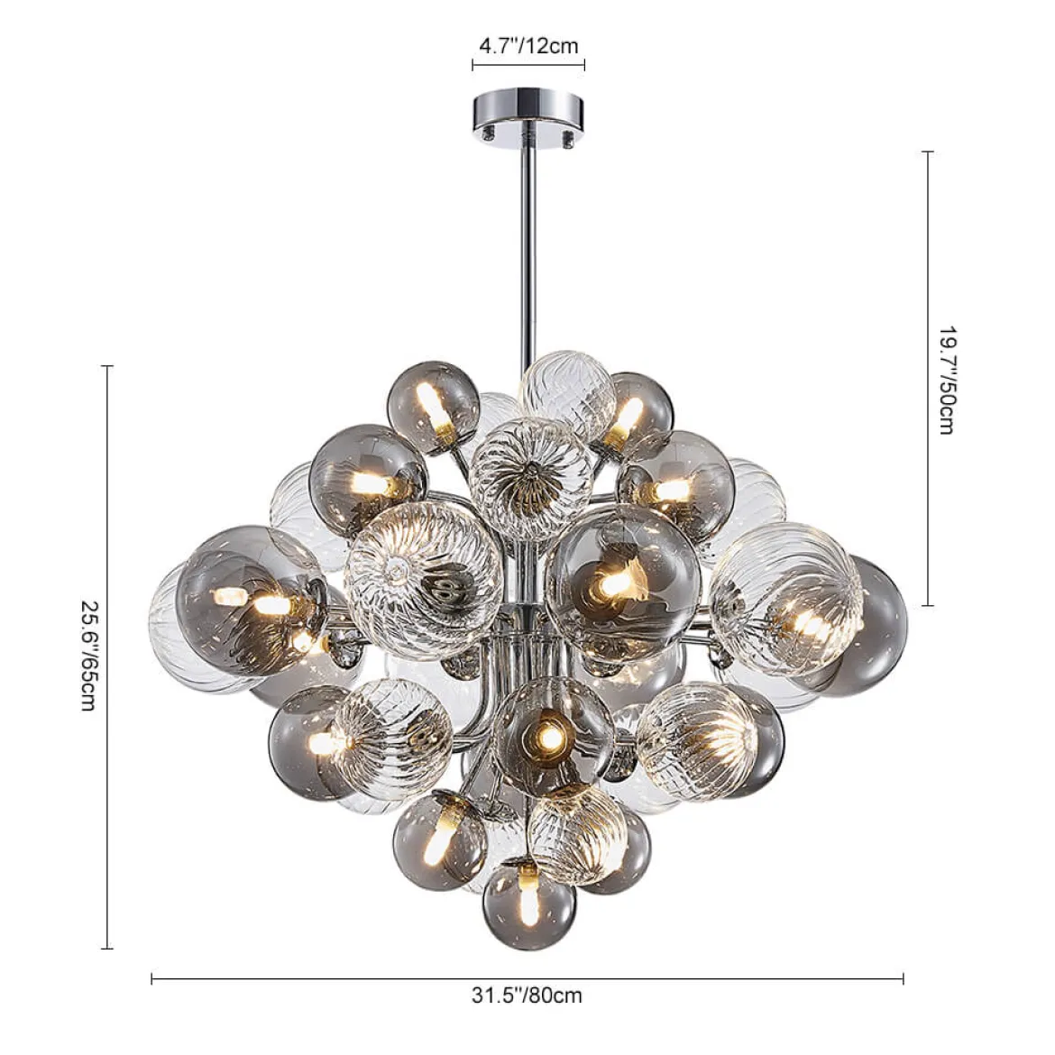 Cluster Glass Globe Bubble Chandelier 23.6"/31.5" Wide Large Chandelier