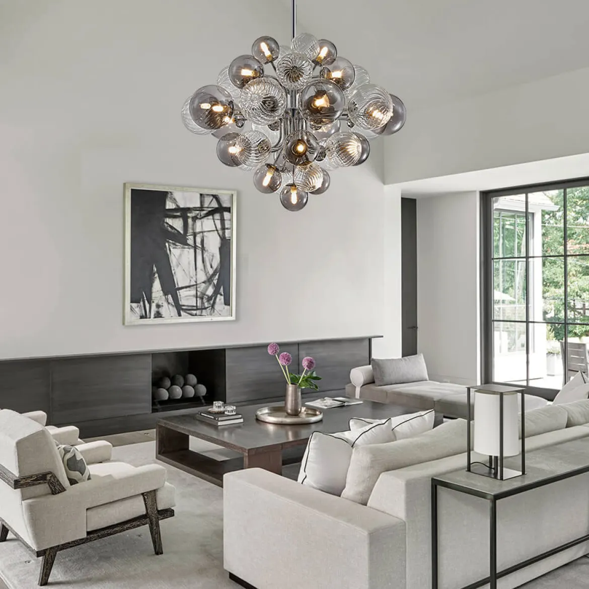 Cluster Glass Globe Bubble Chandelier 23.6"/31.5" Wide Large Chandelier